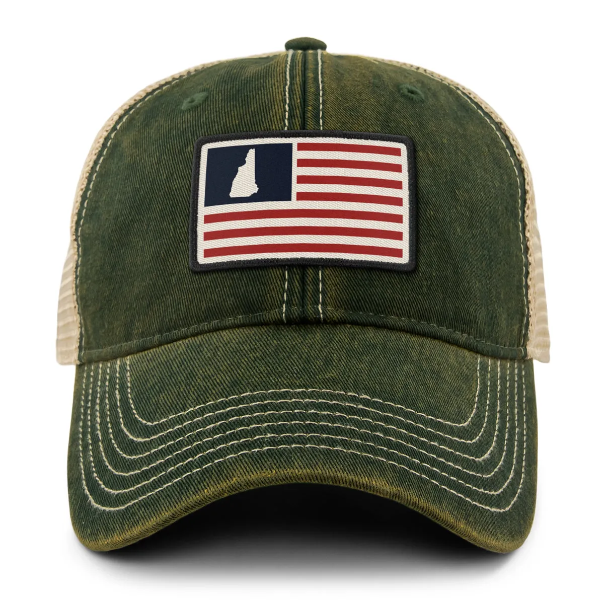 New Hampshire USA Flag Patch Dirty Water Trucker