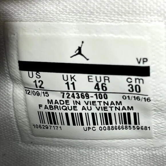 Nike Air Jordan Eclipse Men's Size 12 White Athletic Shoes Sneakers 724369-100