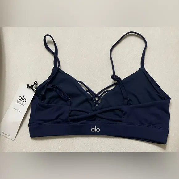 NWT Alo Yoga Interlace Sports Bra  Navy Blue Size S