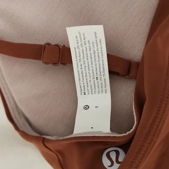 NWT Lululemon Still Now Bra, Brown, Size 8