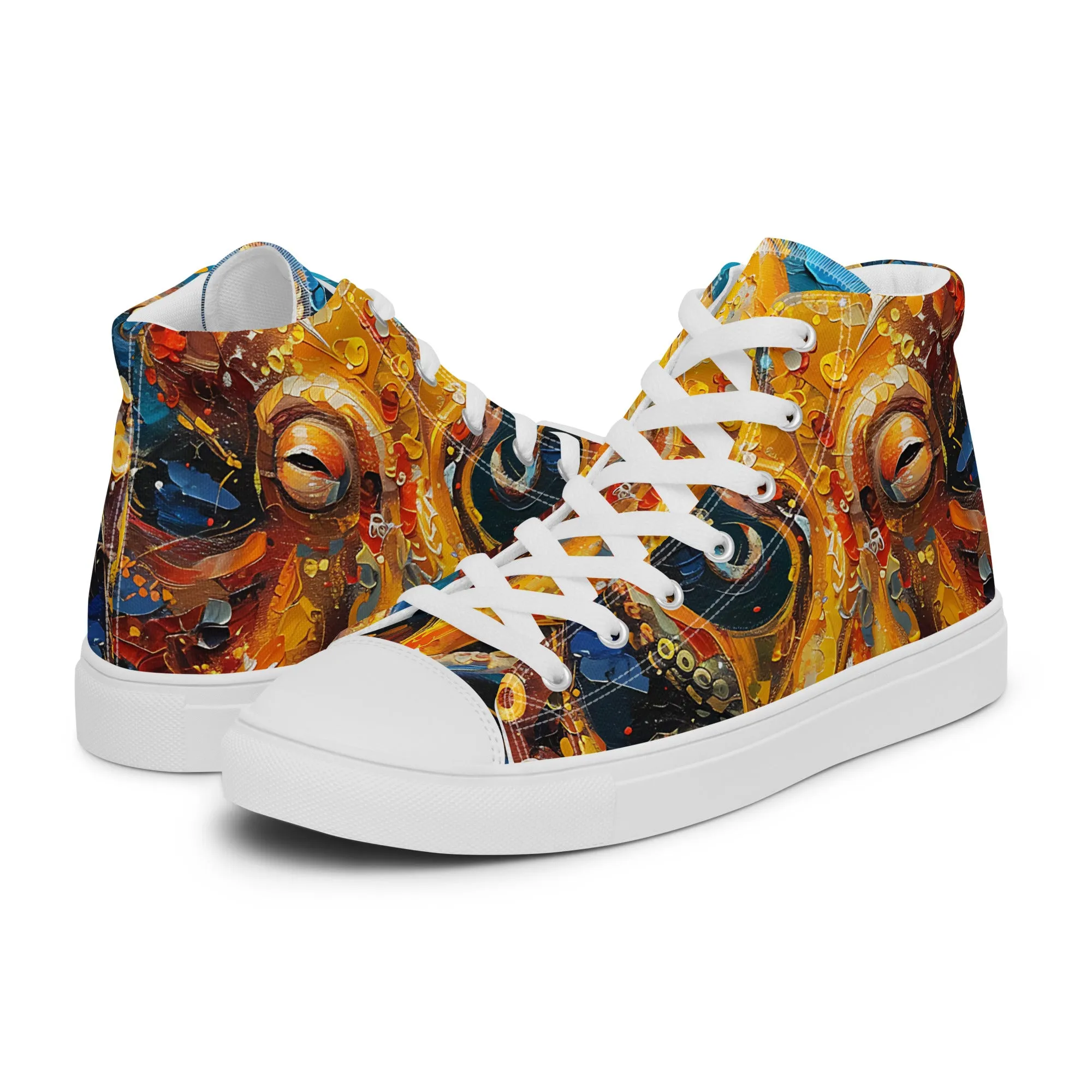 Octopus Men’s high top canvas shoes