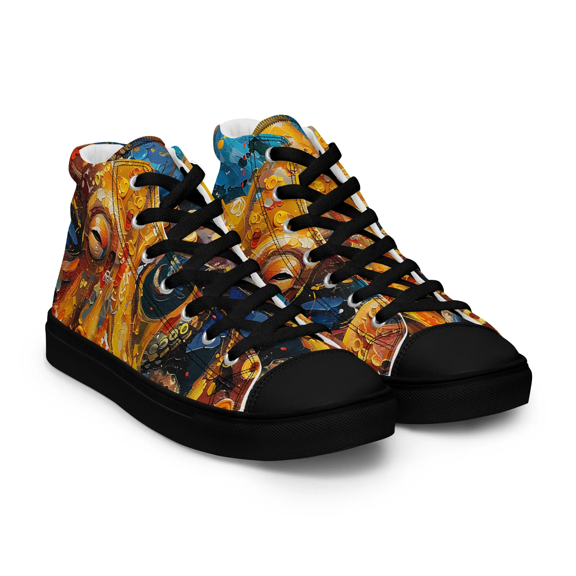 Octopus Men’s high top canvas shoes