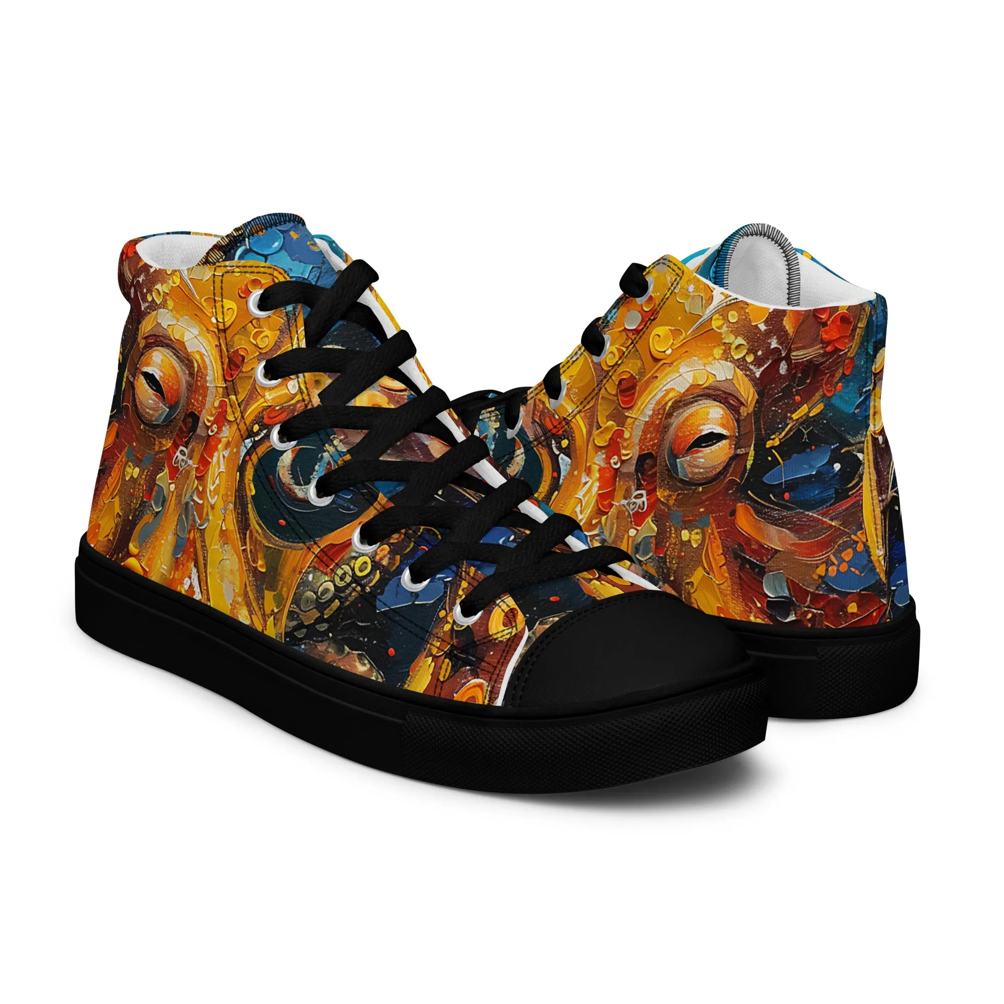Octopus Men’s high top canvas shoes
