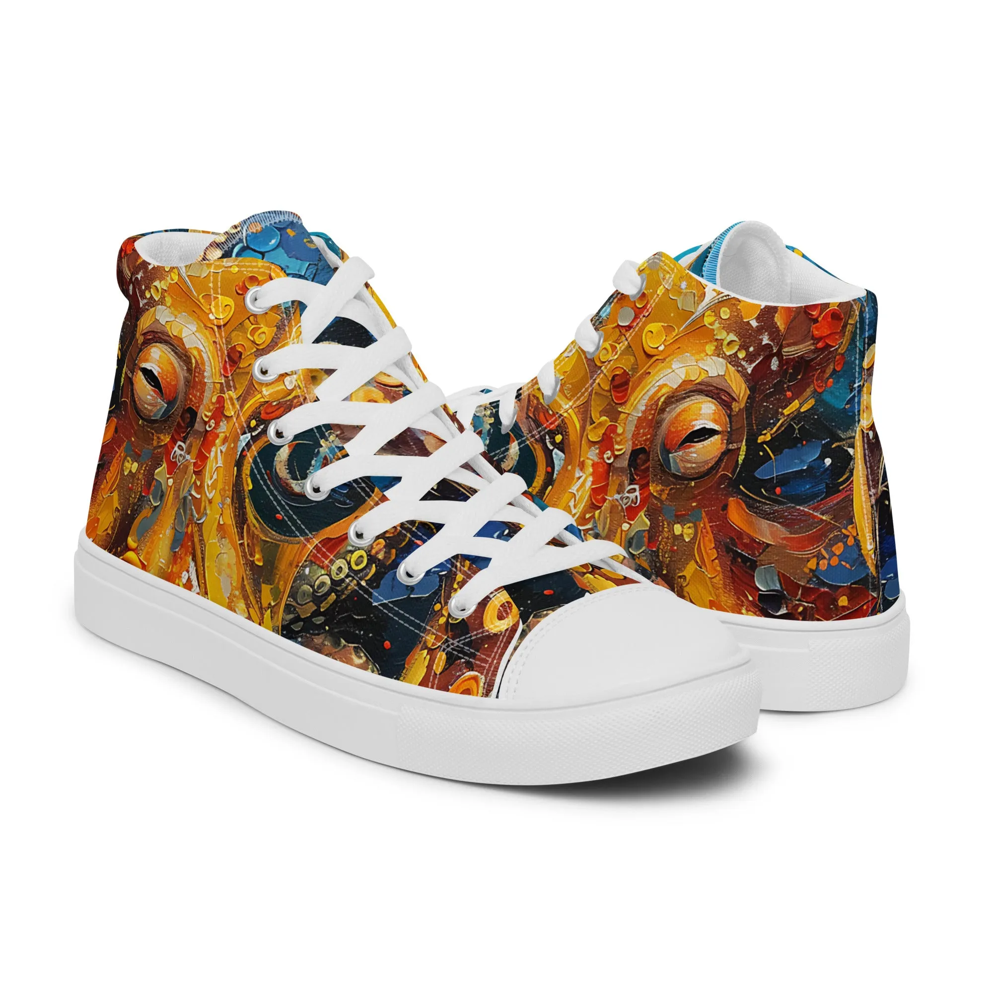 Octopus Men’s high top canvas shoes