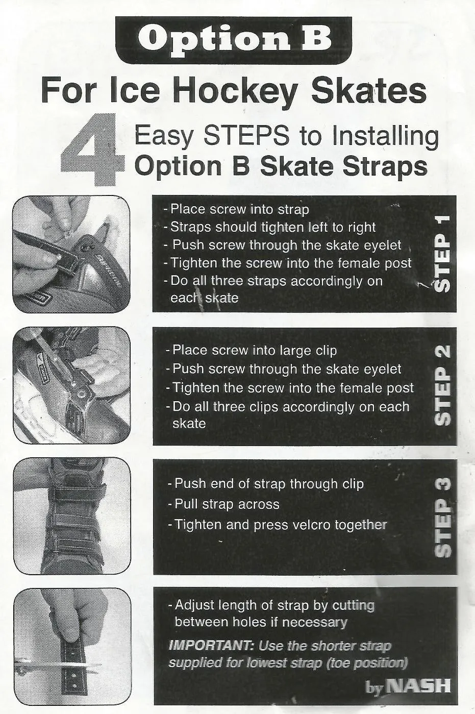 Option B Velcro Hockey Skate Straps - Lace Style