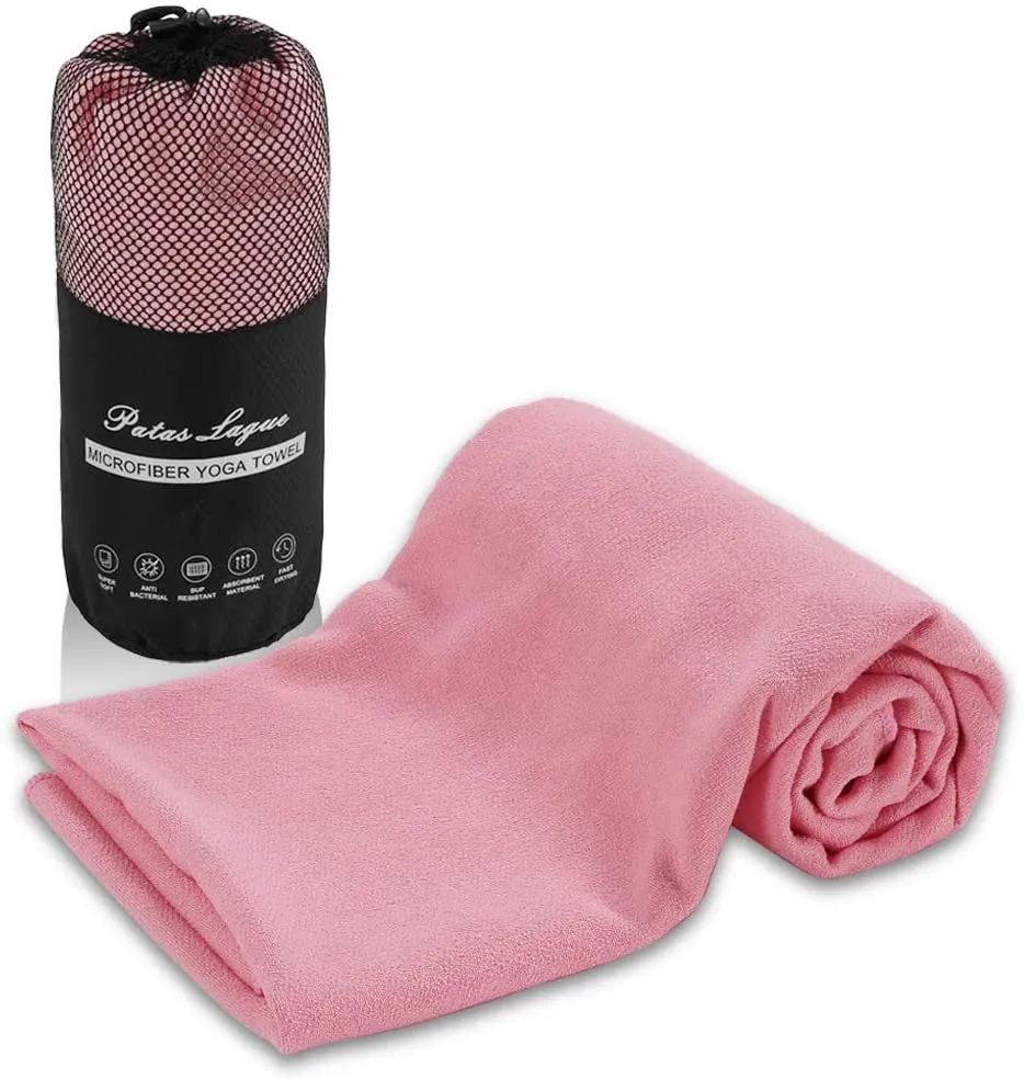 Patas Lague Toalla de yoga de lujo con diseño de bolsillos de esquina, 100% microfibra absorbente, alfombrilla de yoga antideslizante 71.7 x 26.0 in para yoga caliente, pilates y fitness