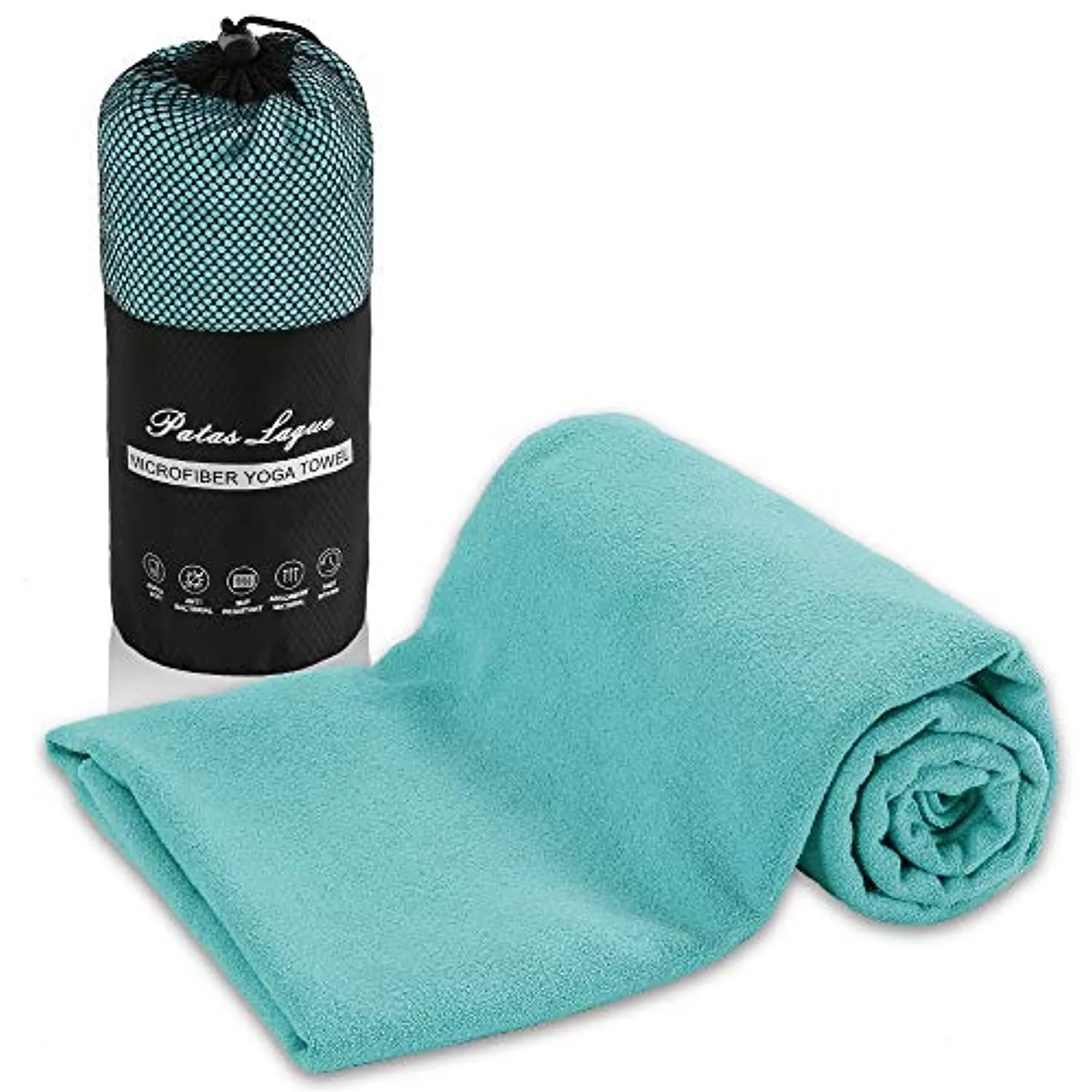 Patas Lague Toalla de yoga de lujo con diseño de bolsillos de esquina, 100% microfibra absorbente, alfombrilla de yoga antideslizante 71.7 x 26.0 in para yoga caliente, pilates y fitness