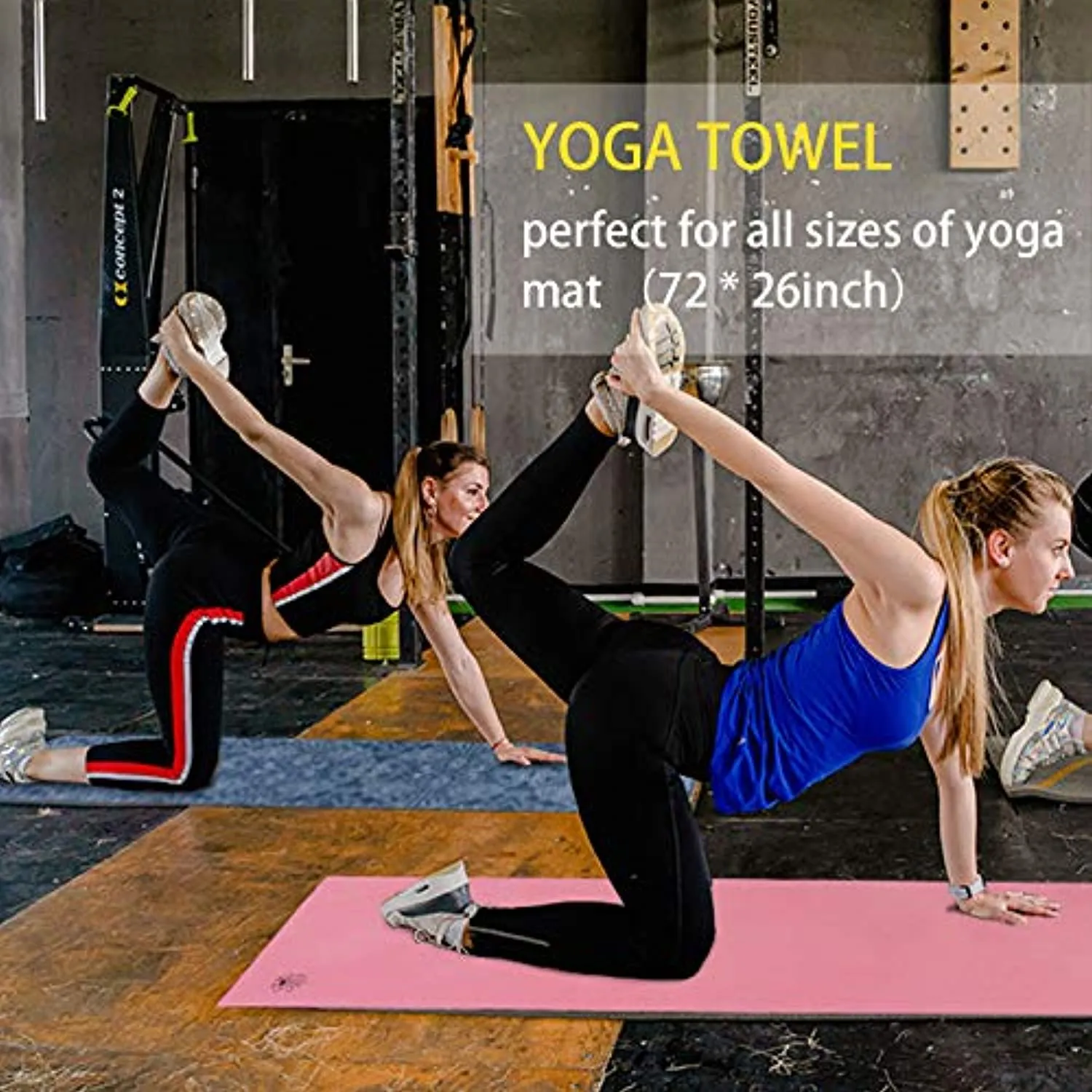 Patas Lague Toalla de yoga de lujo con diseño de bolsillos de esquina, 100% microfibra absorbente, alfombrilla de yoga antideslizante 71.7 x 26.0 in para yoga caliente, pilates y fitness