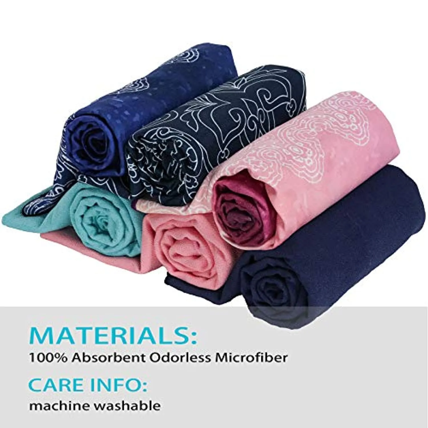 Patas Lague Toalla de yoga de lujo con diseño de bolsillos de esquina, 100% microfibra absorbente, alfombrilla de yoga antideslizante 71.7 x 26.0 in para yoga caliente, pilates y fitness