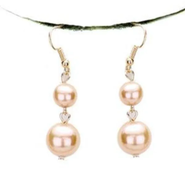 Pearl (faux) Light Brown Necklace & Earring Set