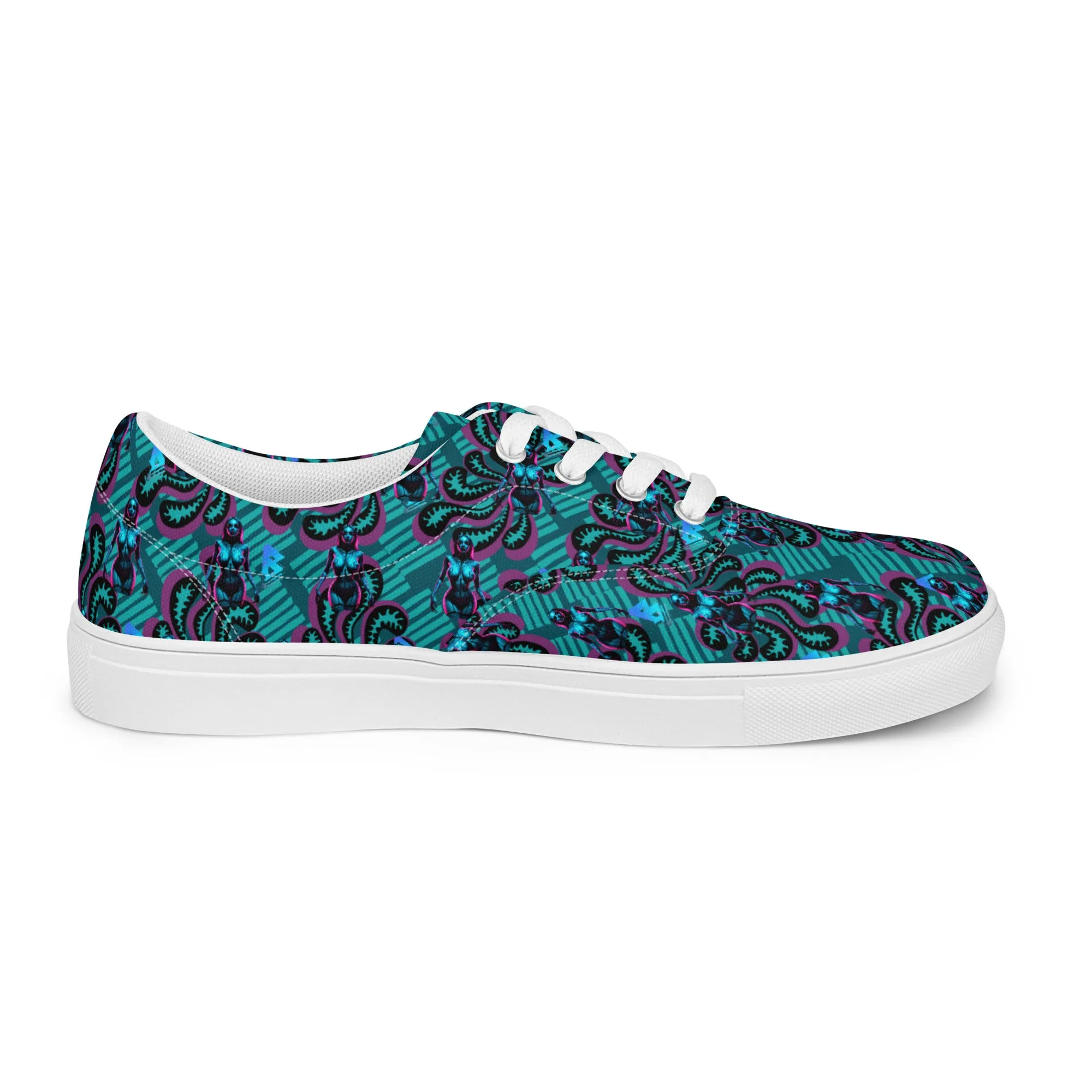 Pinup Turquoise Men’s lace-up canvas shoes