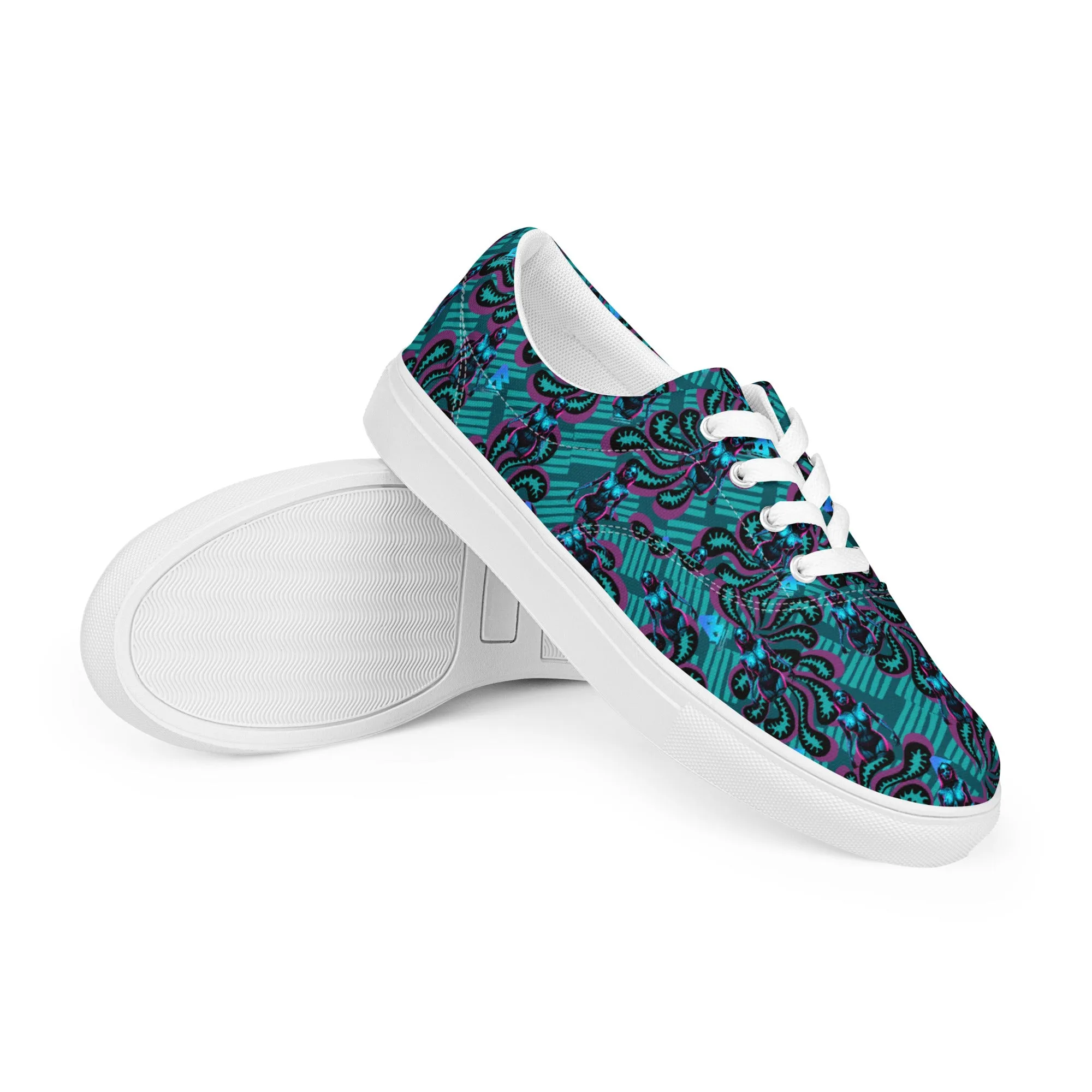 Pinup Turquoise Men’s lace-up canvas shoes