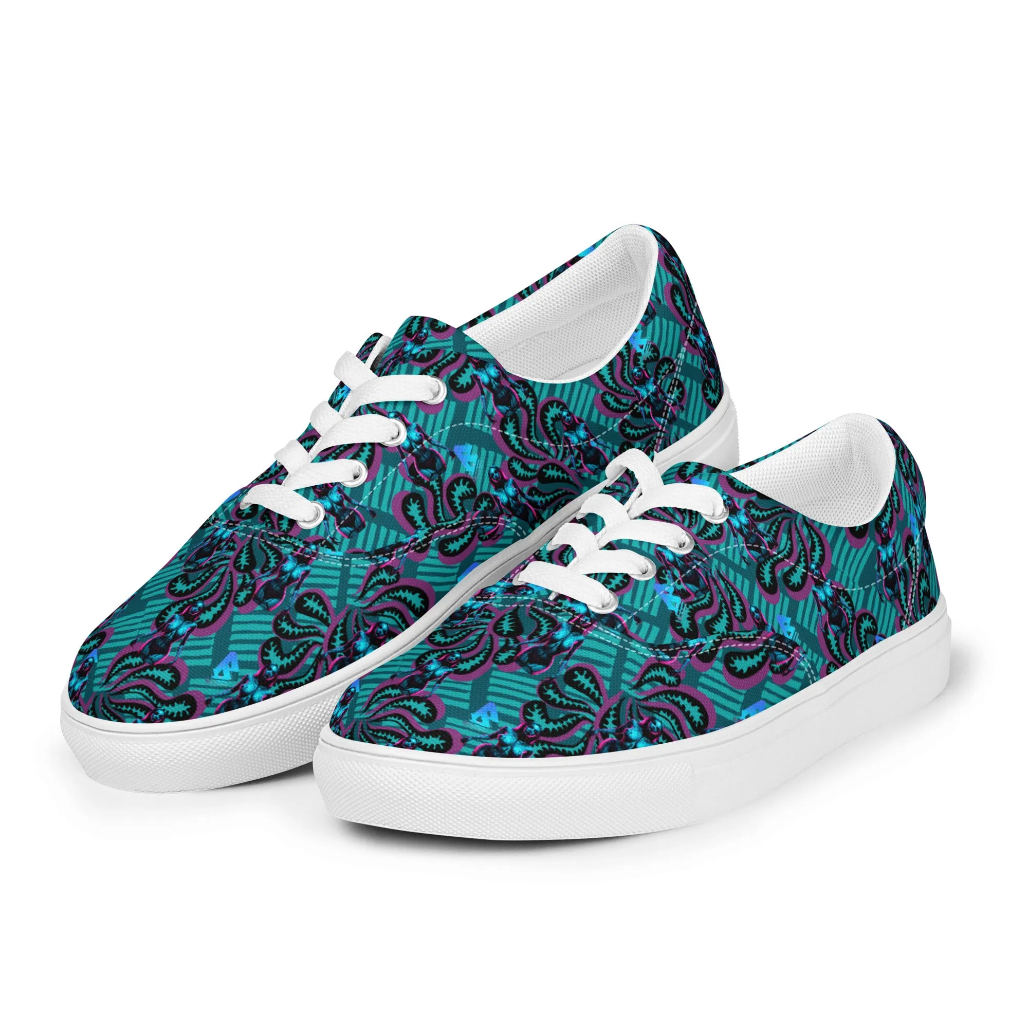 Pinup Turquoise Men’s lace-up canvas shoes