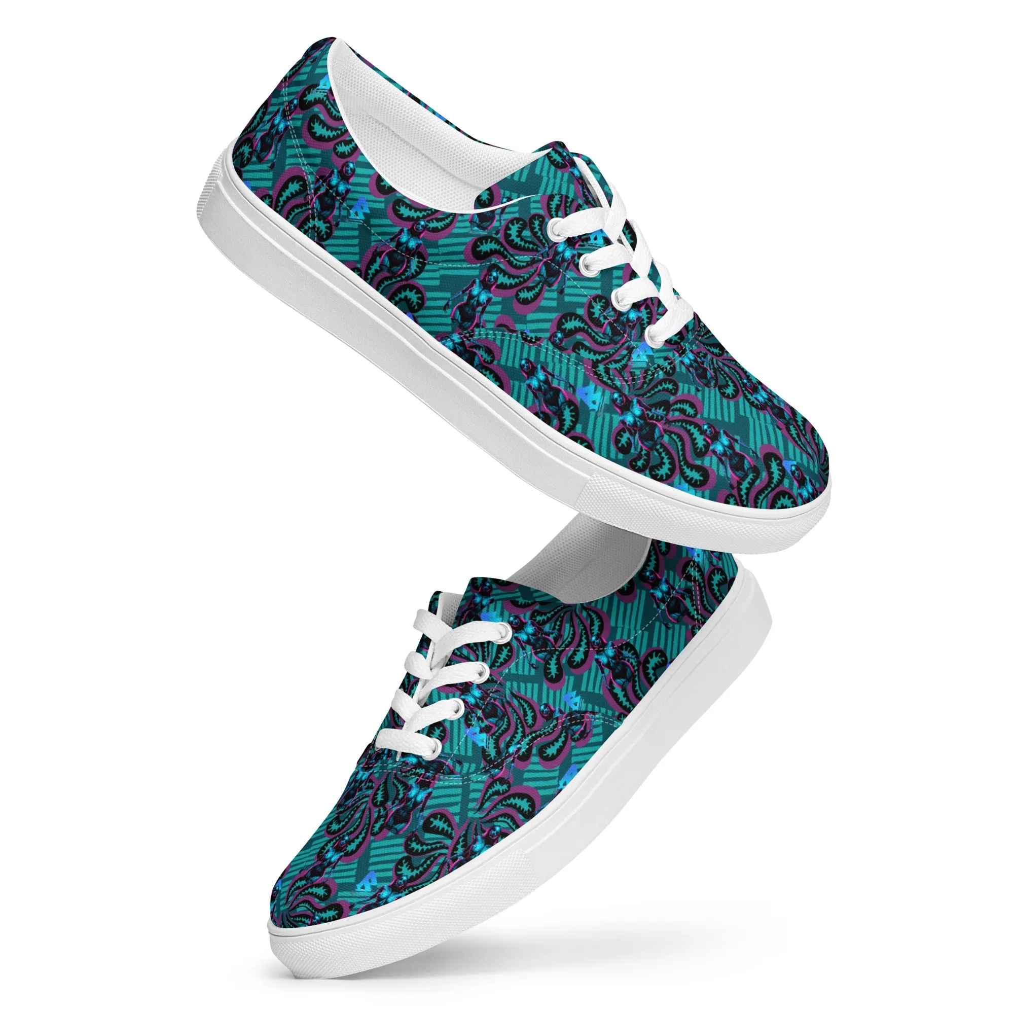 Pinup Turquoise Men’s lace-up canvas shoes