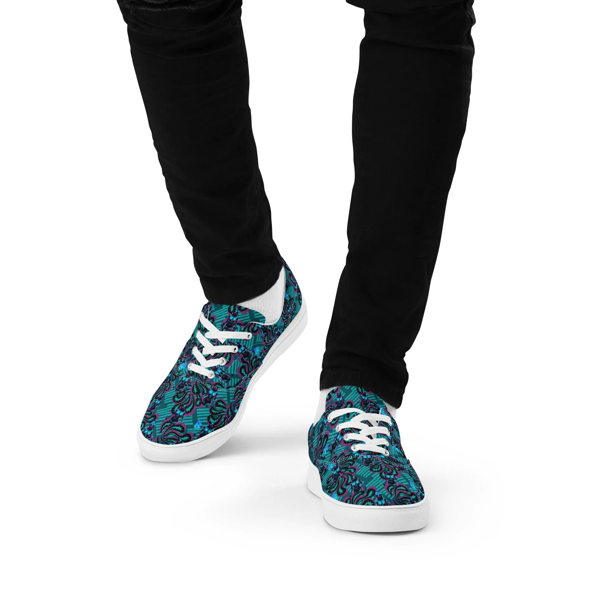 Pinup Turquoise Men’s lace-up canvas shoes