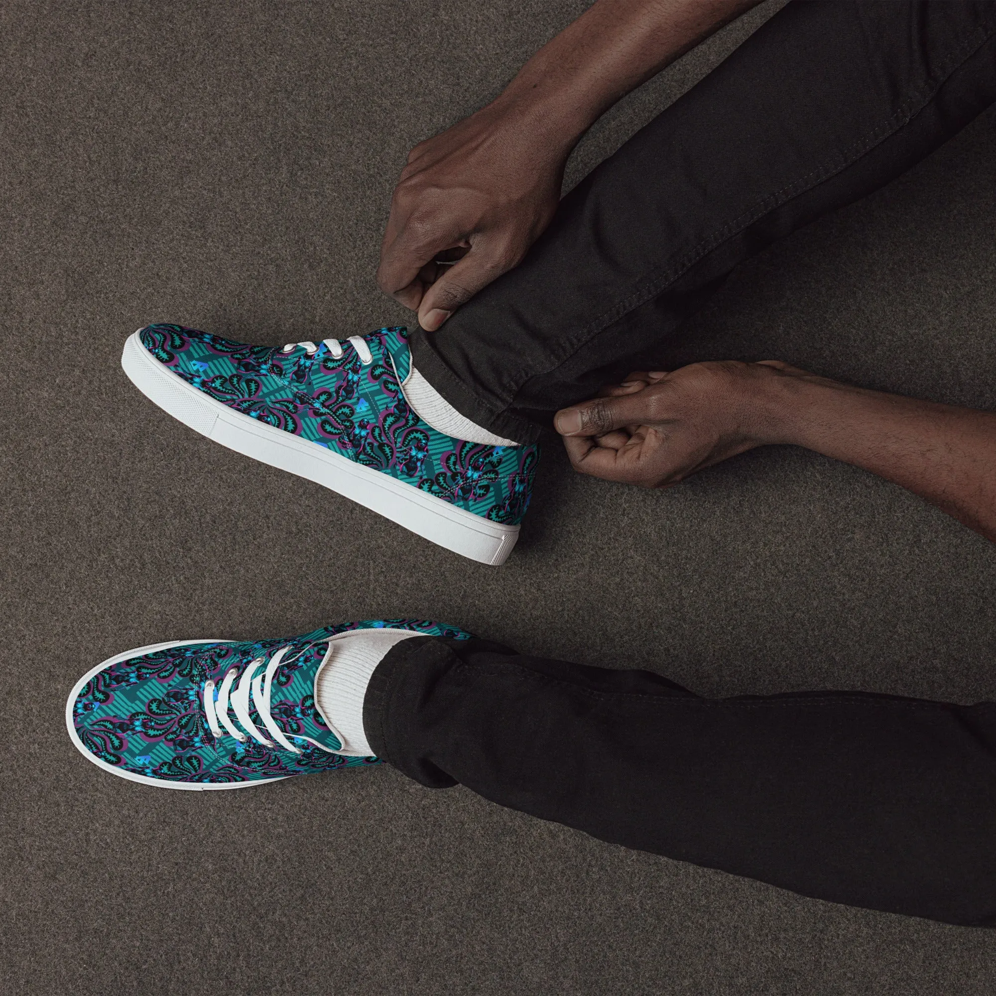 Pinup Turquoise Men’s lace-up canvas shoes