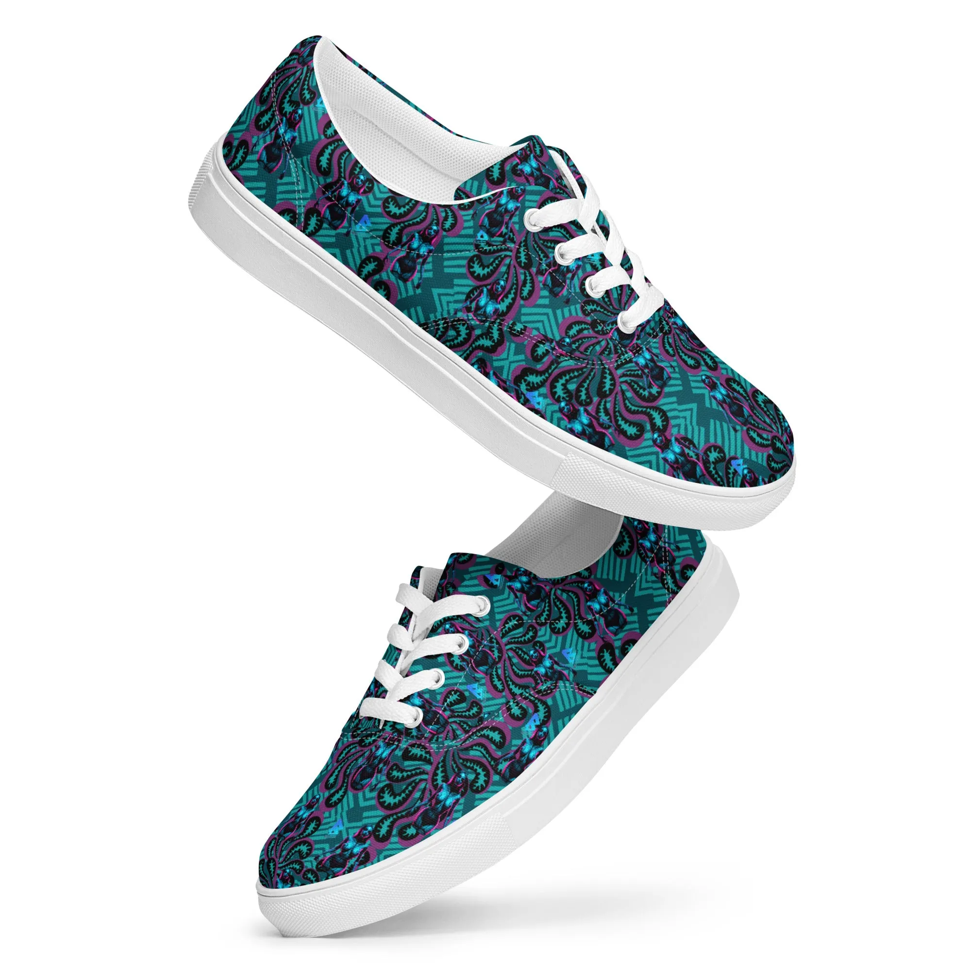 Pinup Turquoise Women’s lace-up canvas shoes