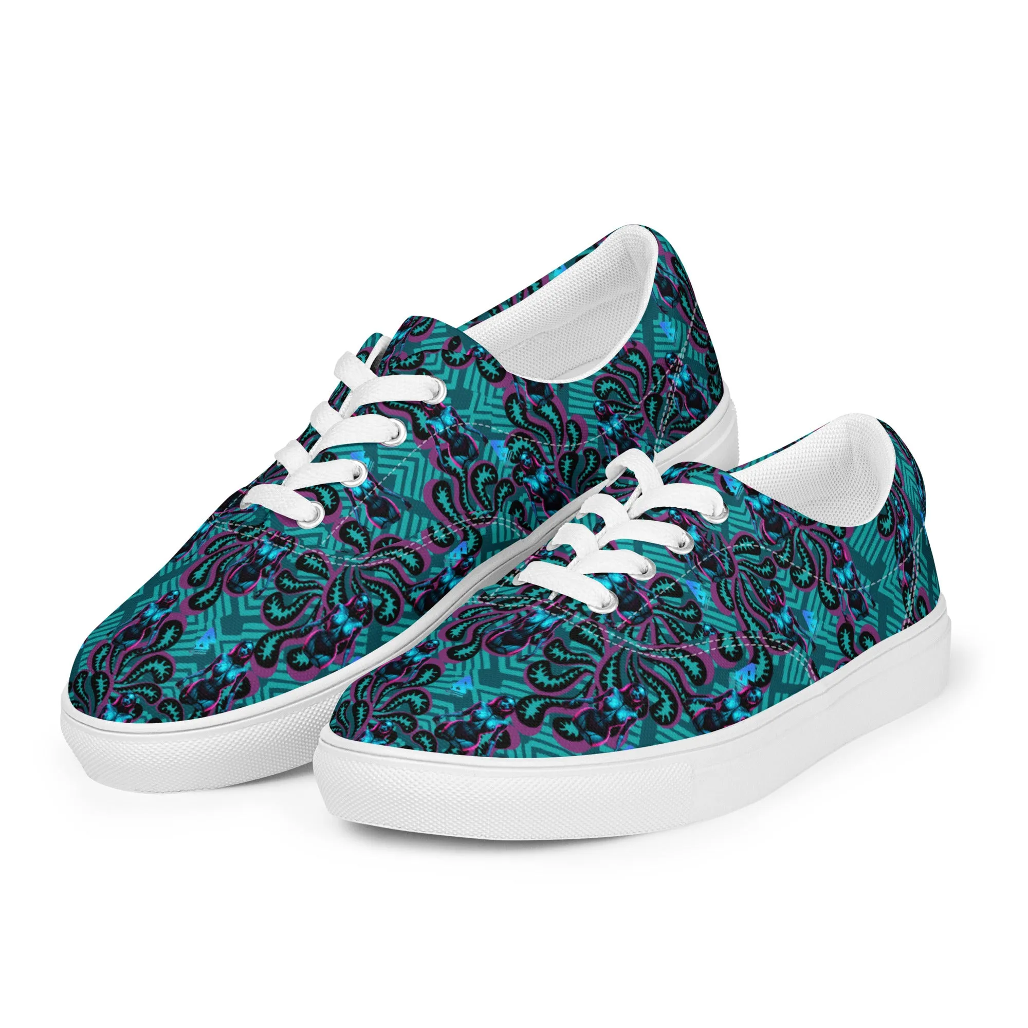 Pinup Turquoise Women’s lace-up canvas shoes
