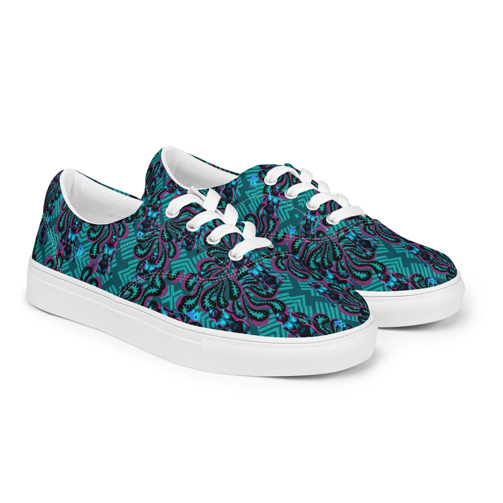 Pinup Turquoise Women’s lace-up canvas shoes