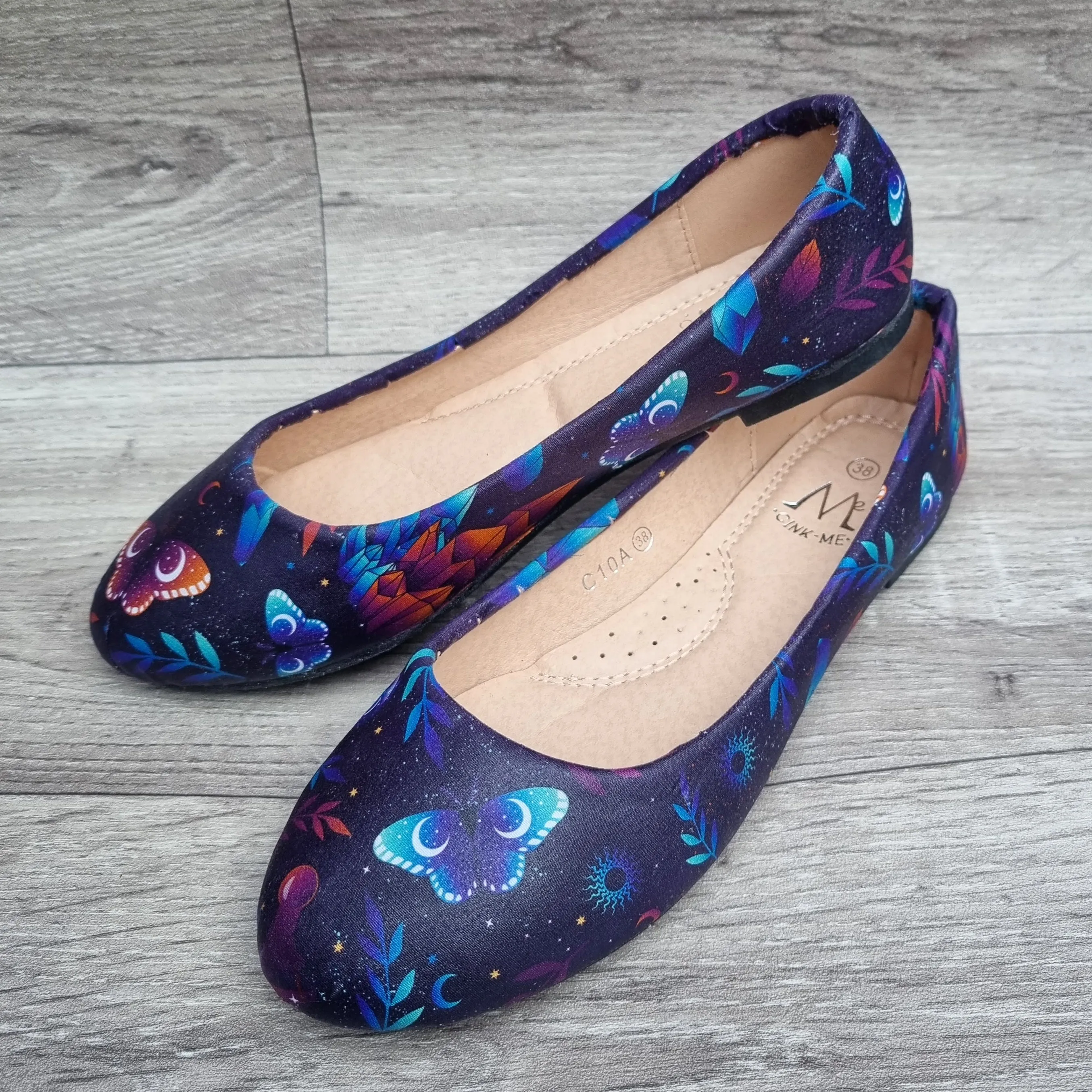 Purple Magic Moth women dolly pumps
