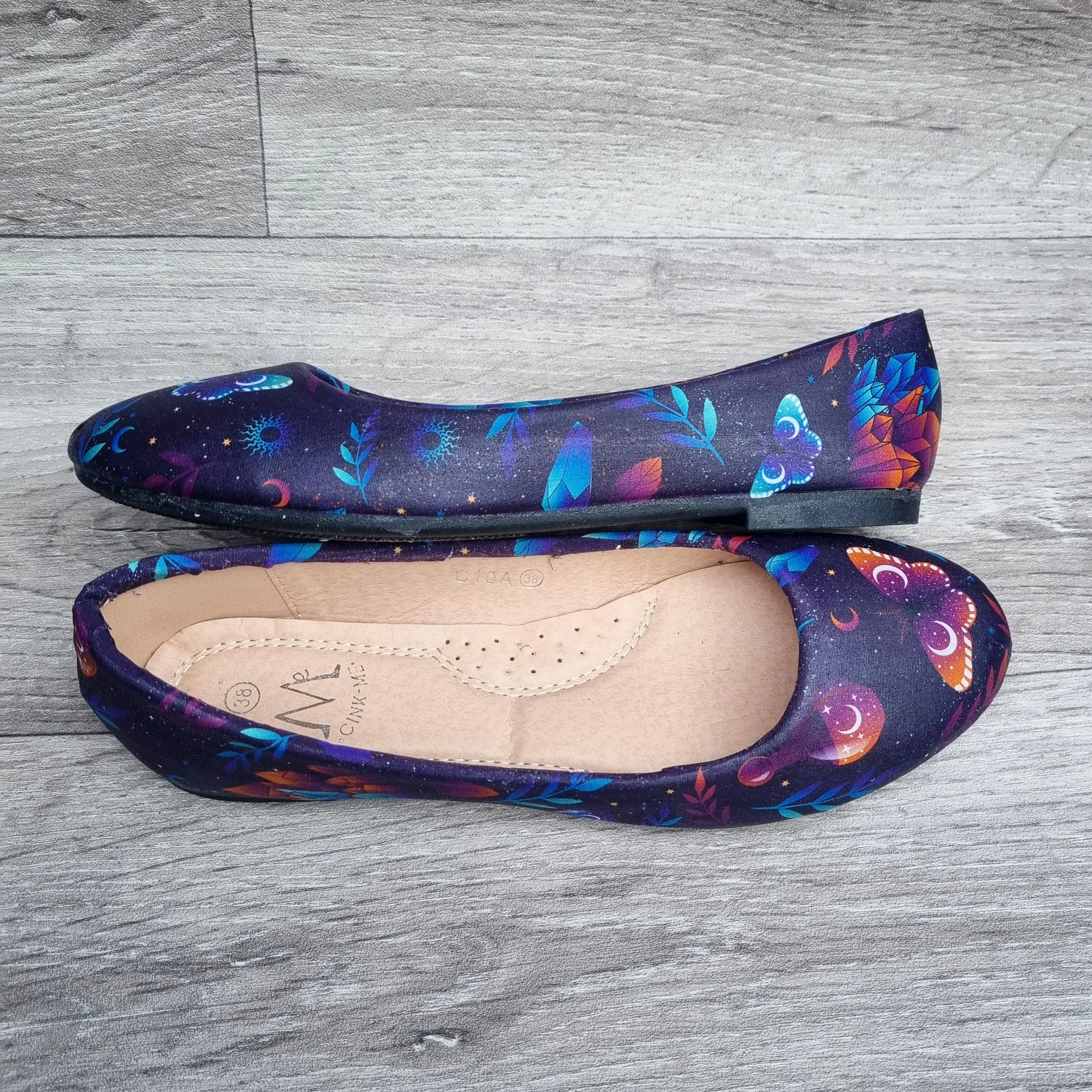 Purple Magic Moth women dolly pumps