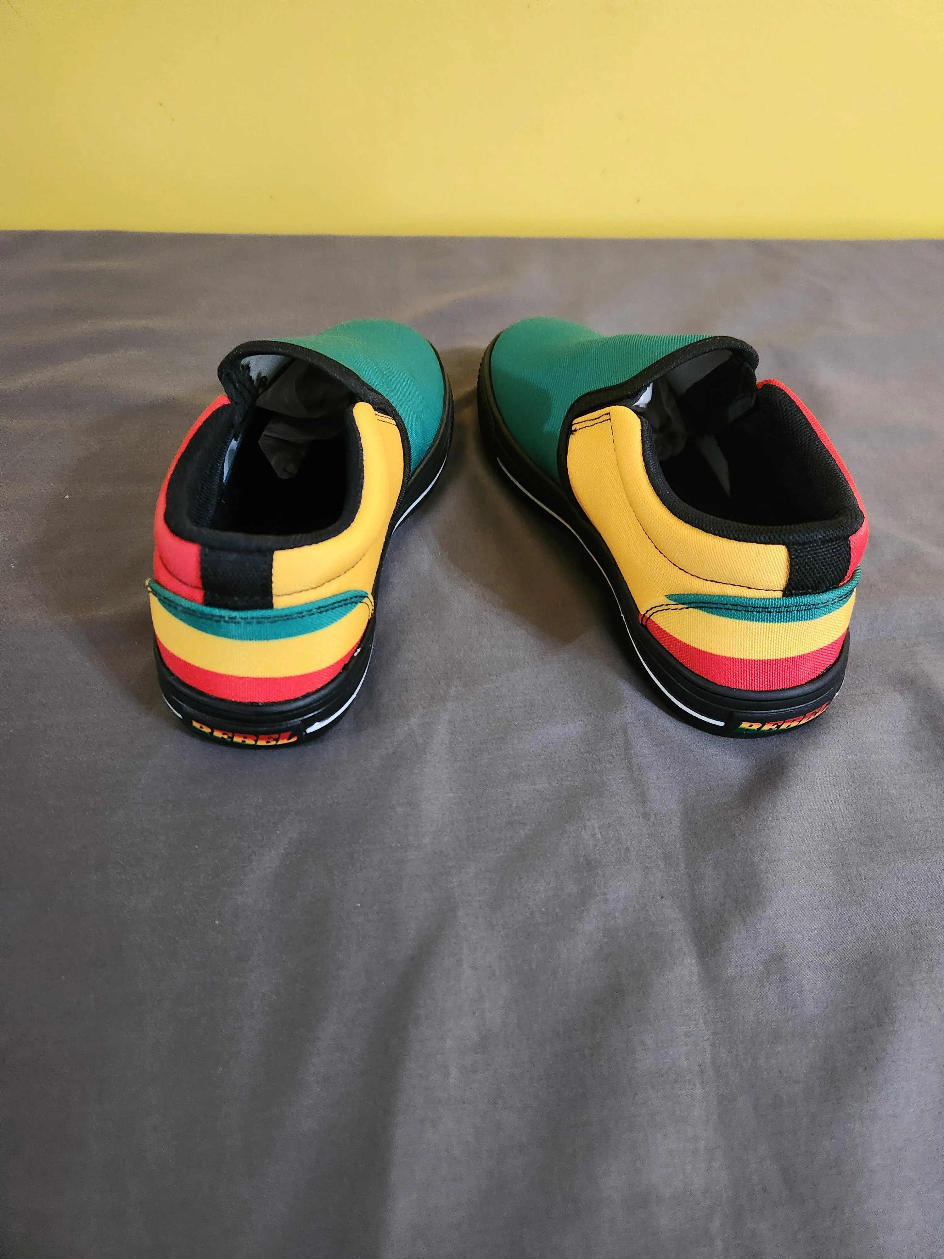 Rasta Colored Slip On Shoes - Size 7 Women