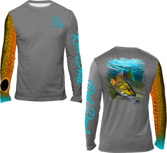 Redfish Long Sleeve Charcoal Gray Performance Dri-Fit (LS02)