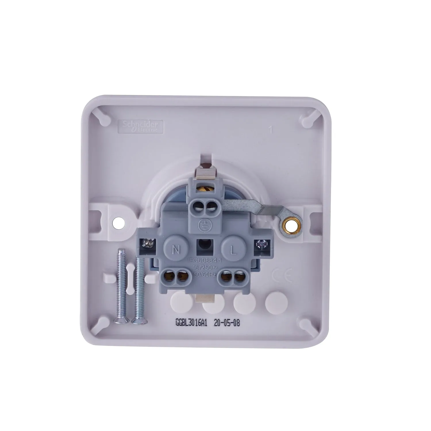 Schneider Electric GGBL3016A1 Lisse White Moulded 16A 1G Unswitched Schuko Socket