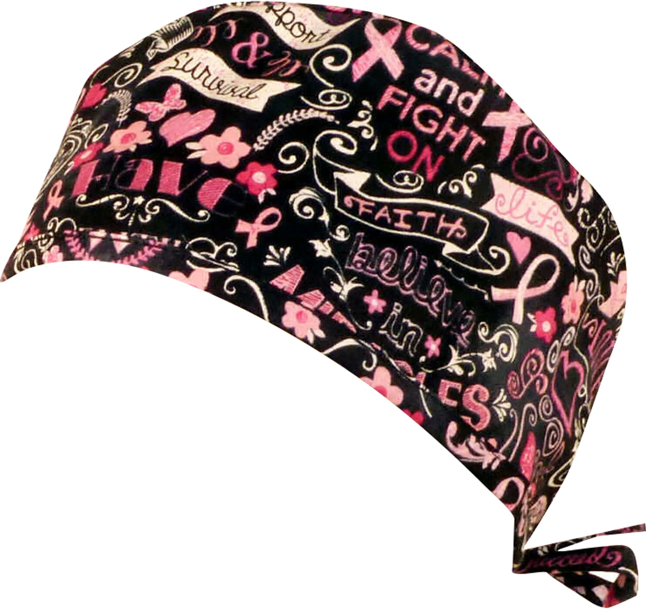 Scrub Cap Medical Surgeon Head Cover Surgical Hat Nurse Nursing Operating Room, Breast Cancer Survivor Pink Ribbon