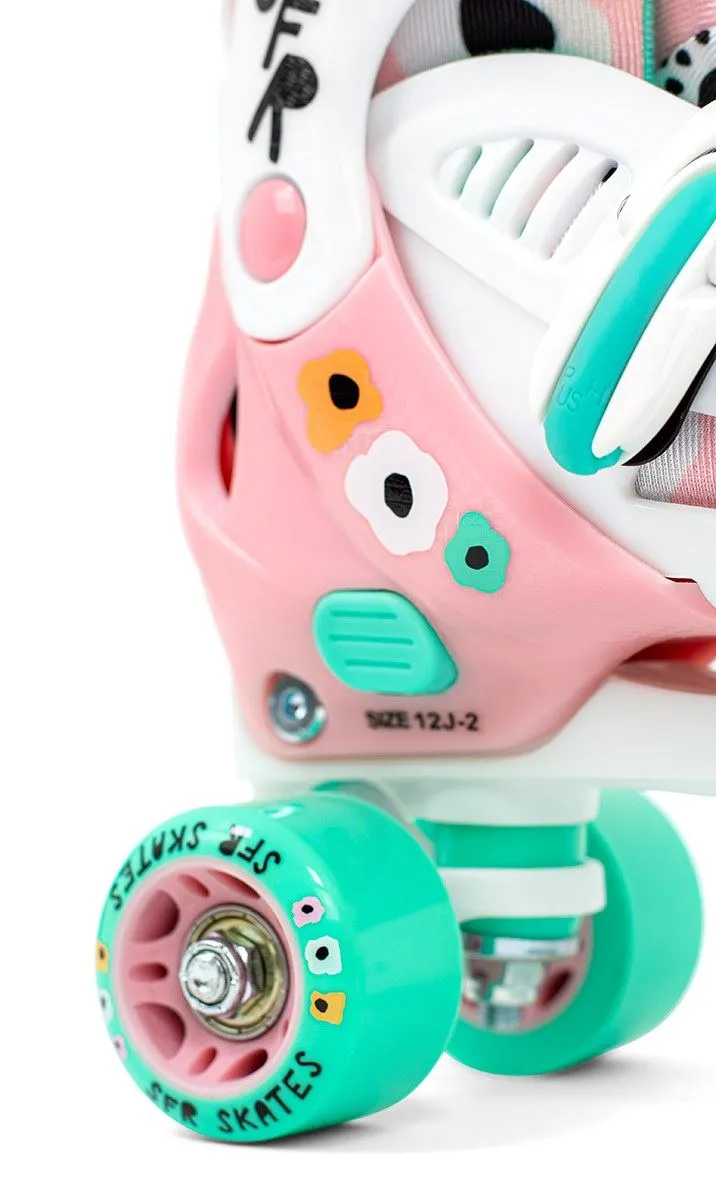 SFR Storm V Adjustable Children's Quad Roller Skates - Flower