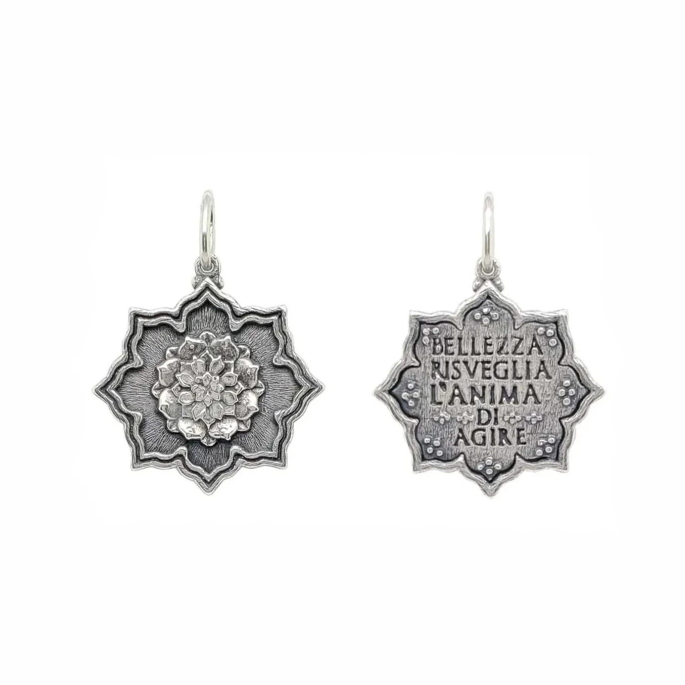 Silver Small Multi Layer Lotus Charm
