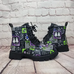 Size 3 READY MADE.  Beetlejuice ankle boots
