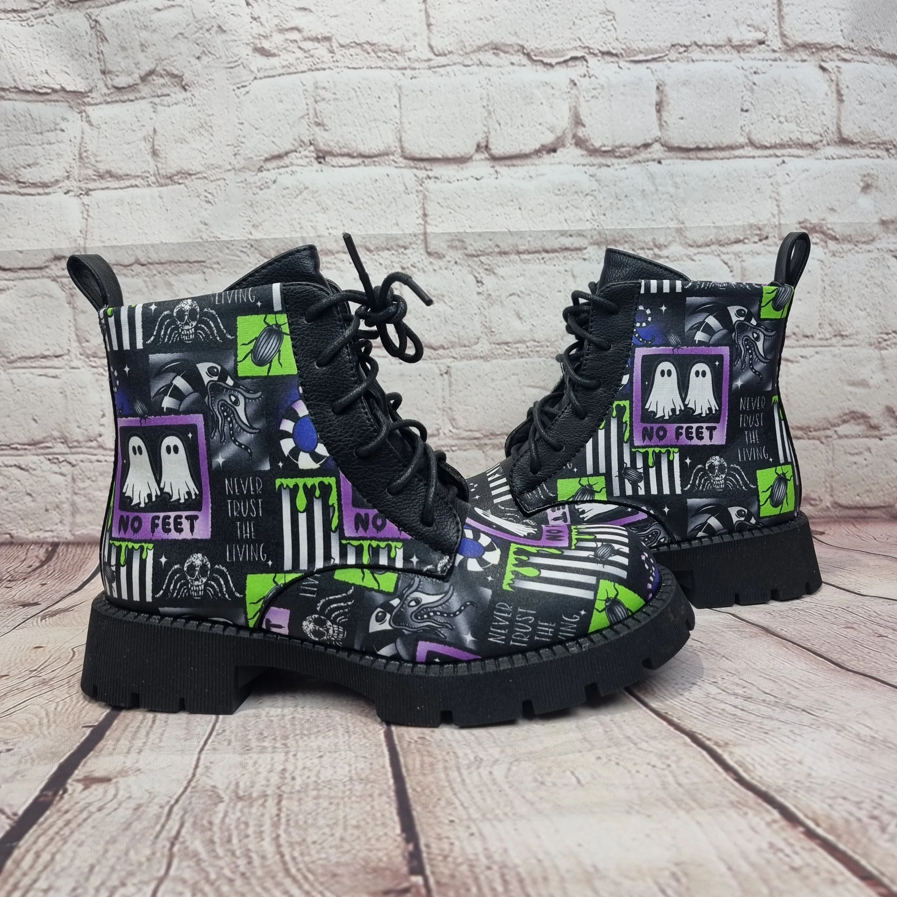 Size 3 READY MADE.  Beetlejuice ankle boots