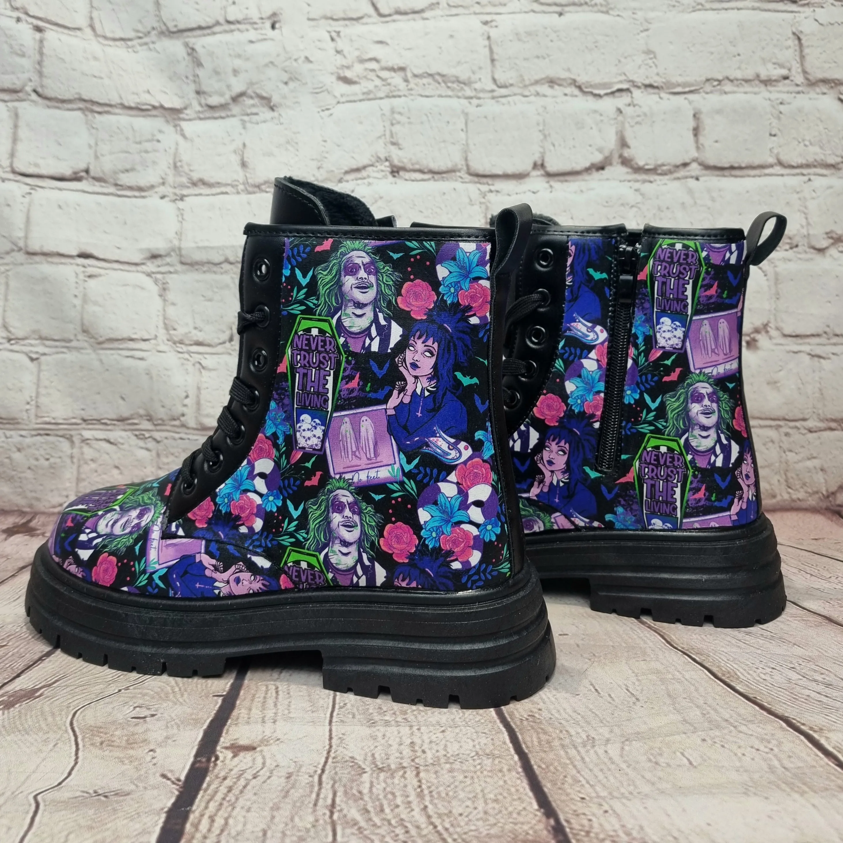 Size 7. Ready made beetlejuice ankle boots