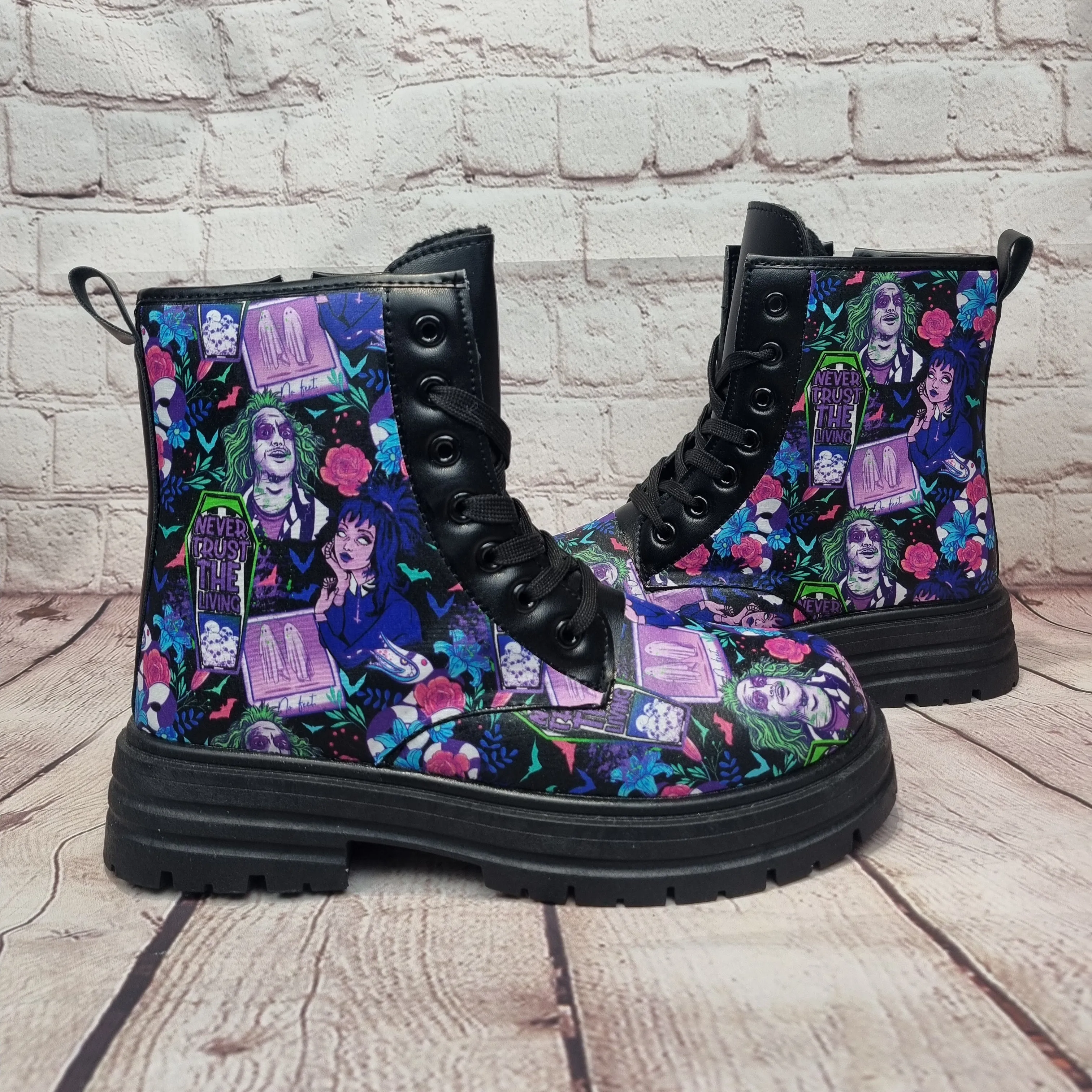 Size 7. Ready made beetlejuice ankle boots