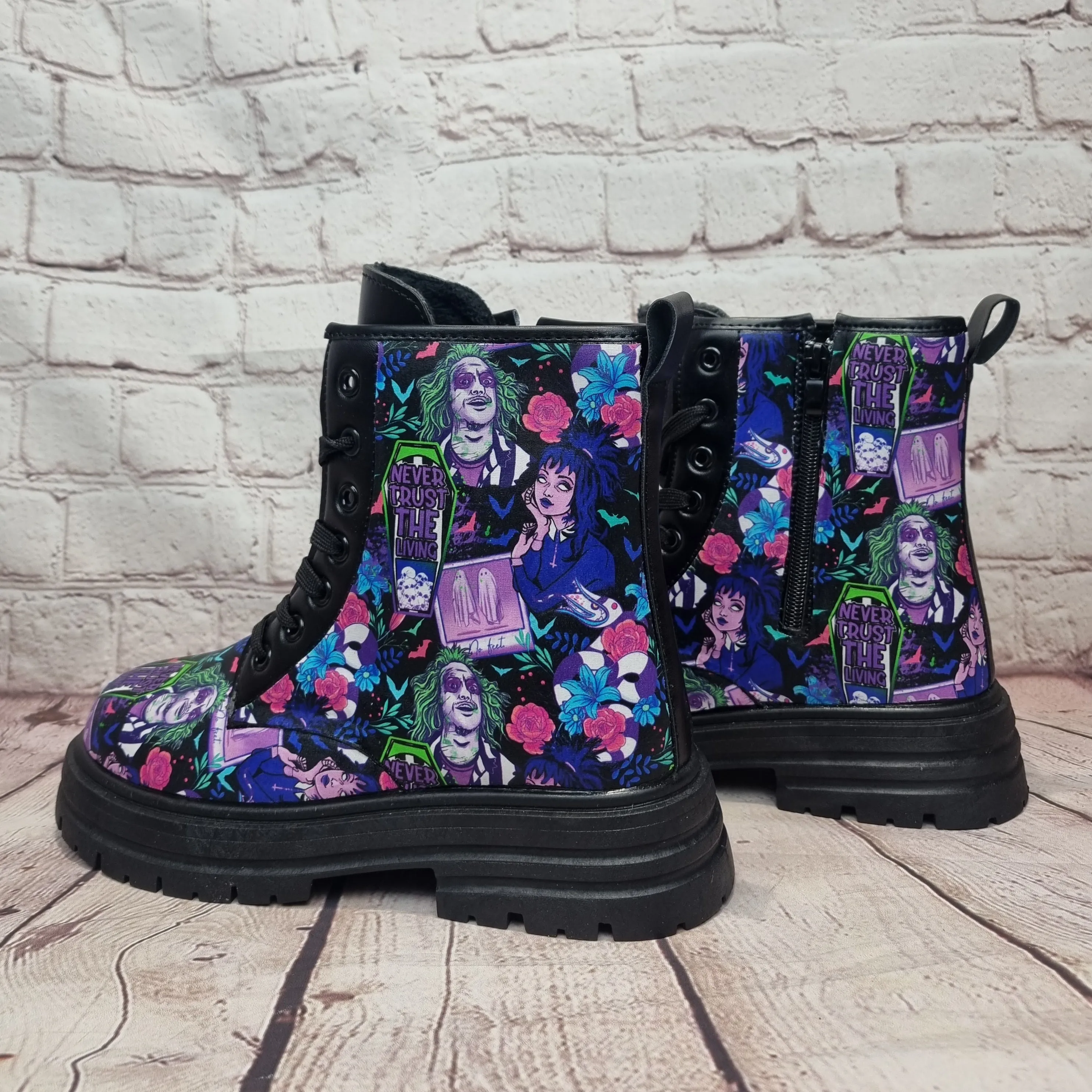 Size 7. Ready made beetlejuice ankle boots