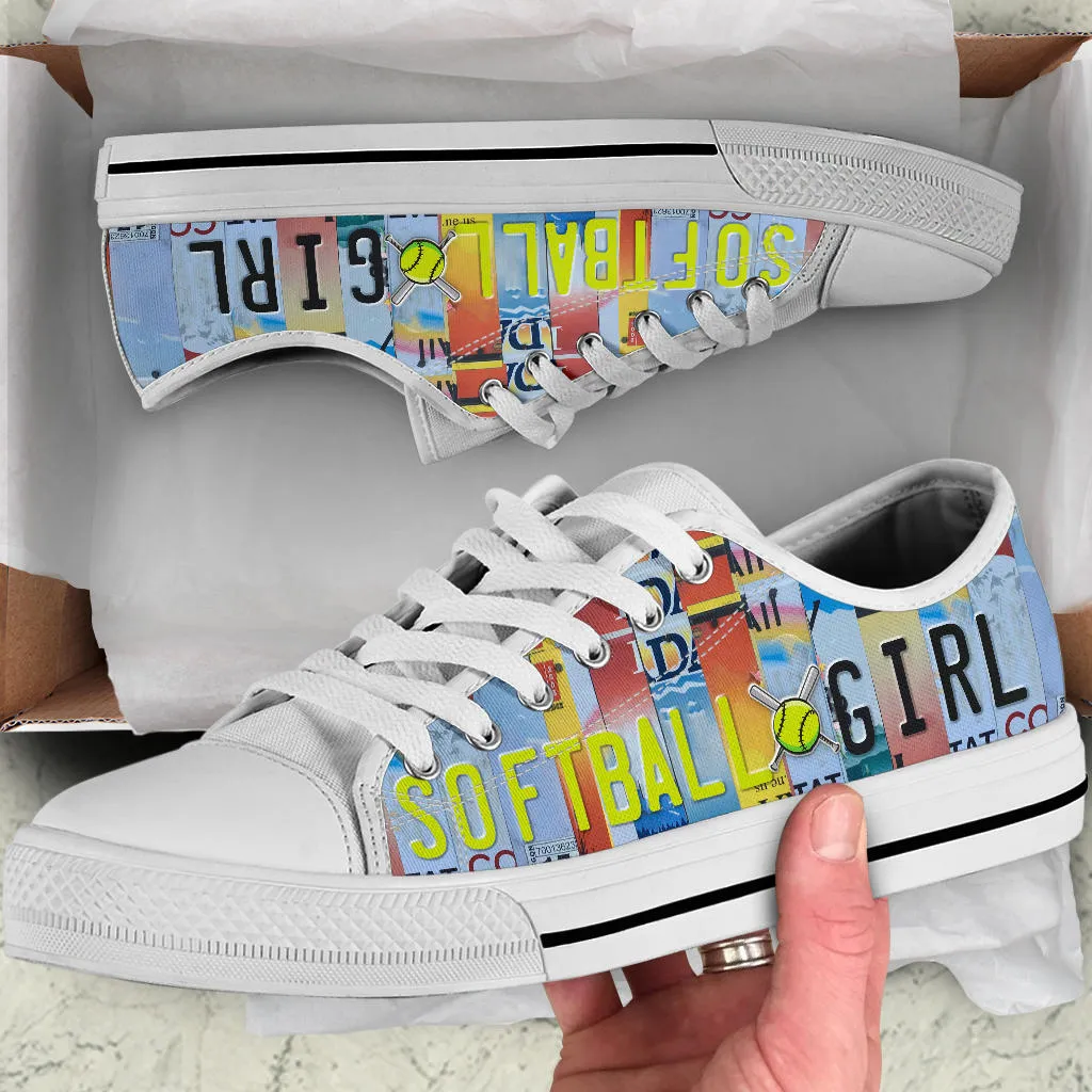 Softball Girl - Women’s Low Top Shoes White