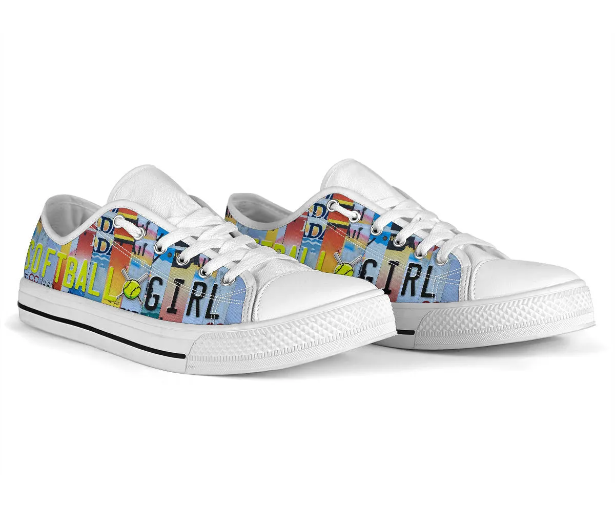 Softball Girl - Women’s Low Top Shoes White