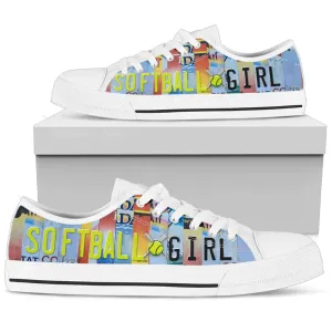 Softball Girl - Women’s Low Top Shoes White