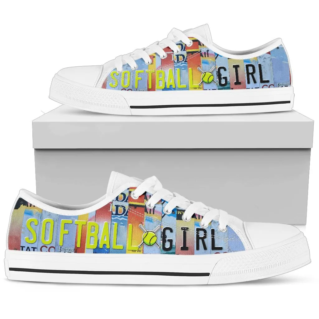 Softball Girl - Women’s Low Top Shoes White