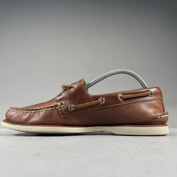 Sperry Top Sider Gold Cup Men’s 9 Brown Leather 2 Eye Boat Shoes Lace Up Casual