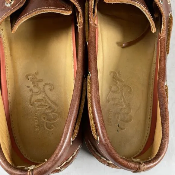 Sperry Top Sider Gold Cup Men’s 9 Brown Leather 2 Eye Boat Shoes Lace Up Casual