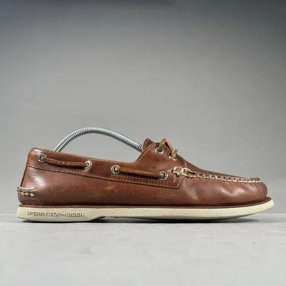 Sperry Top Sider Gold Cup Men’s 9 Brown Leather 2 Eye Boat Shoes Lace Up Casual