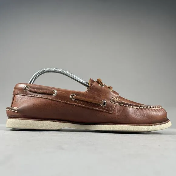 Sperry Top Sider Gold Cup Men’s 9 Brown Leather 2 Eye Boat Shoes Lace Up Casual