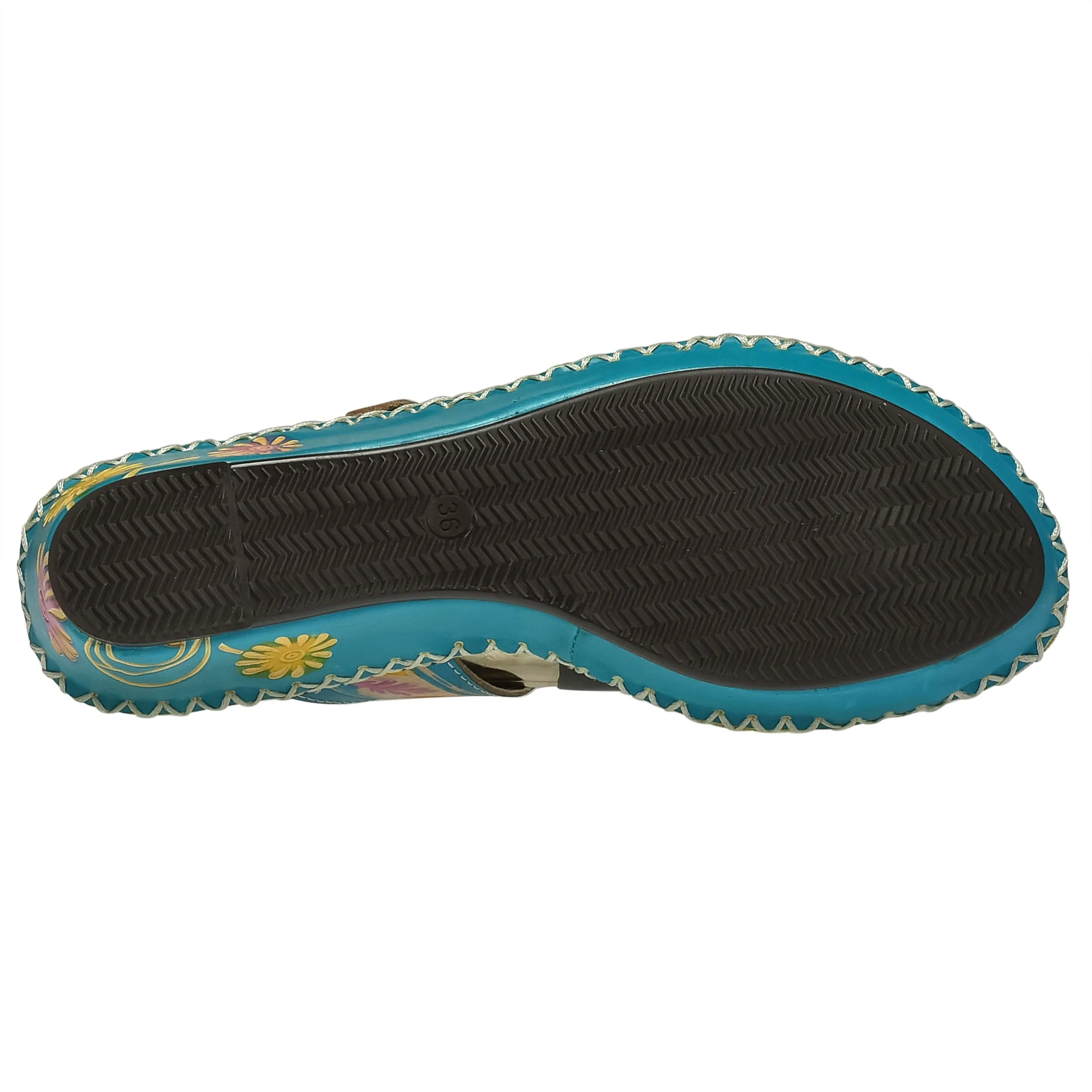 Spring Step Shoes L'Artiste Santorini Slide Sandal Women’s Hand Painted Leather
