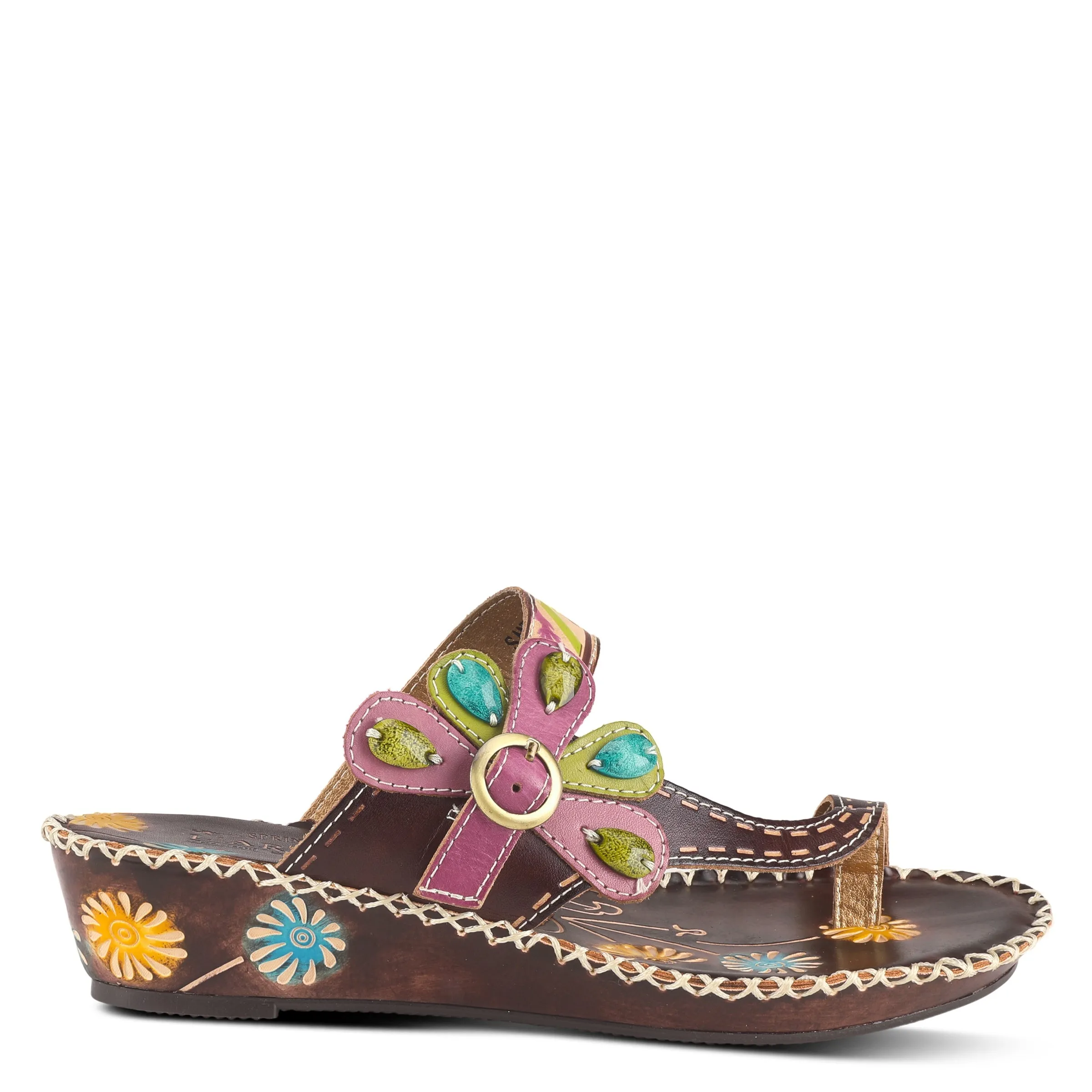 Spring Step Shoes L'Artiste Santorini Slide Sandal Women’s Hand Painted Leather