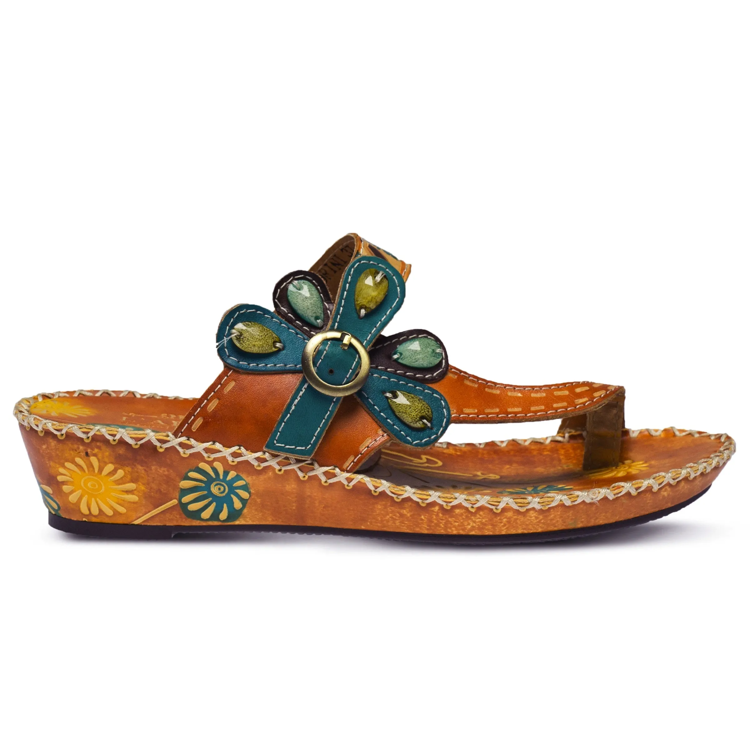 Spring Step Shoes L'Artiste Santorini Slide Sandal Women’s Hand Painted Leather