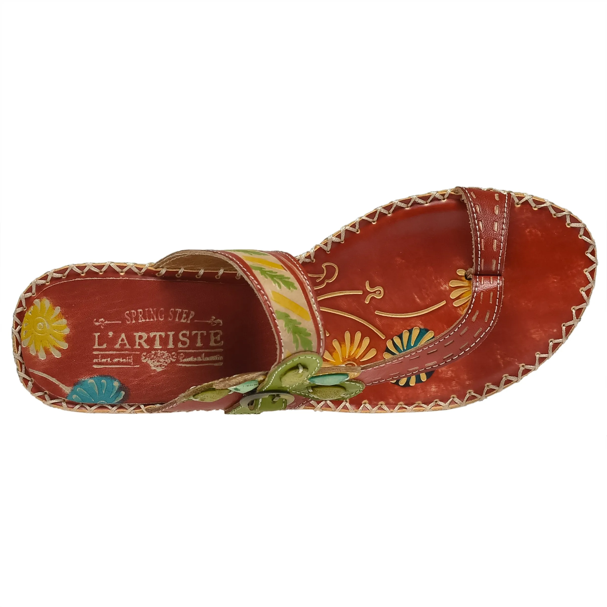 Spring Step Shoes L'Artiste Santorini Slide Sandal Women’s Hand Painted Leather