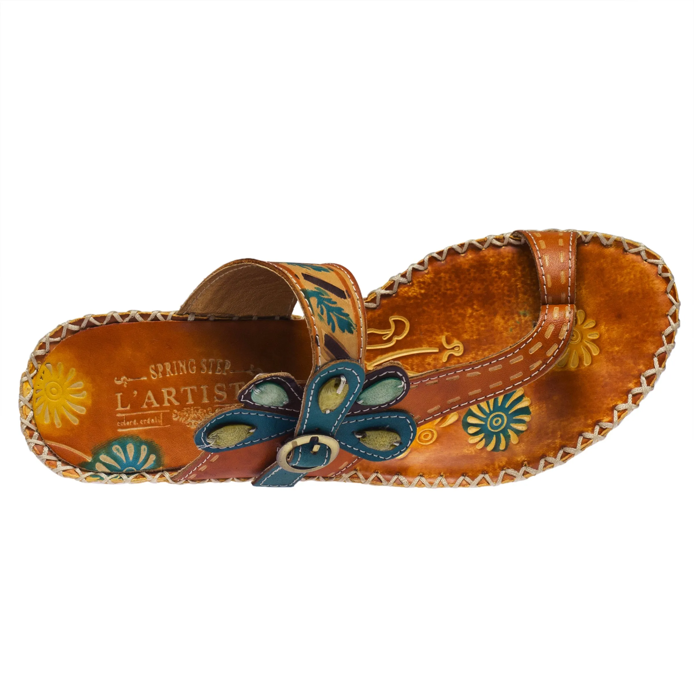 Spring Step Shoes L'Artiste Santorini Slide Sandal Women’s Hand Painted Leather