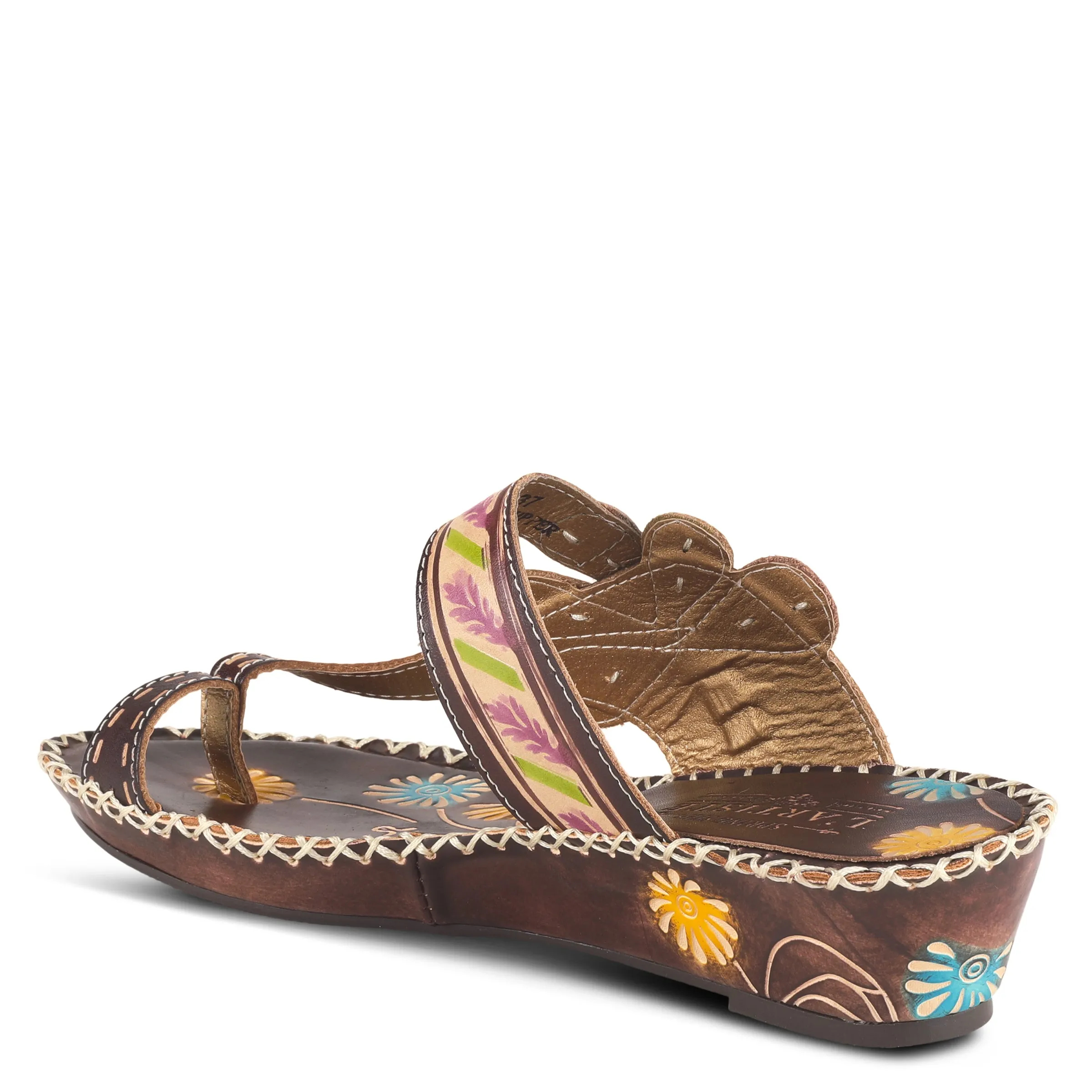 Spring Step Shoes L'Artiste Santorini Slide Sandal Women’s Hand Painted Leather
